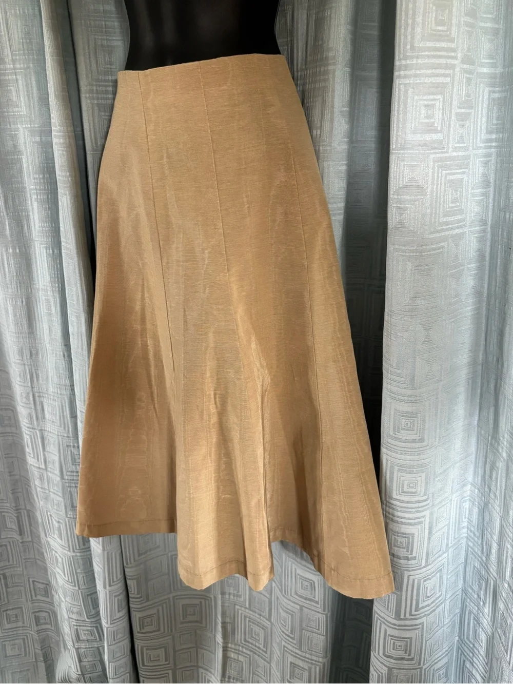 Vintage 50s golden taffeta rayon blend midi skirt Sz Sm 6